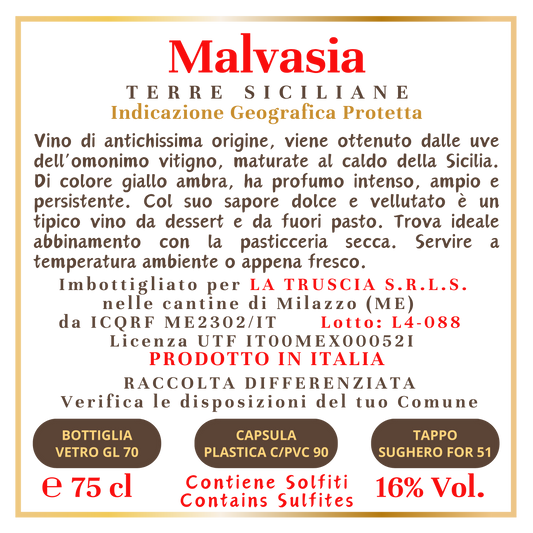 Malvasia - Vino Liquoroso Terre Siciliane IGP