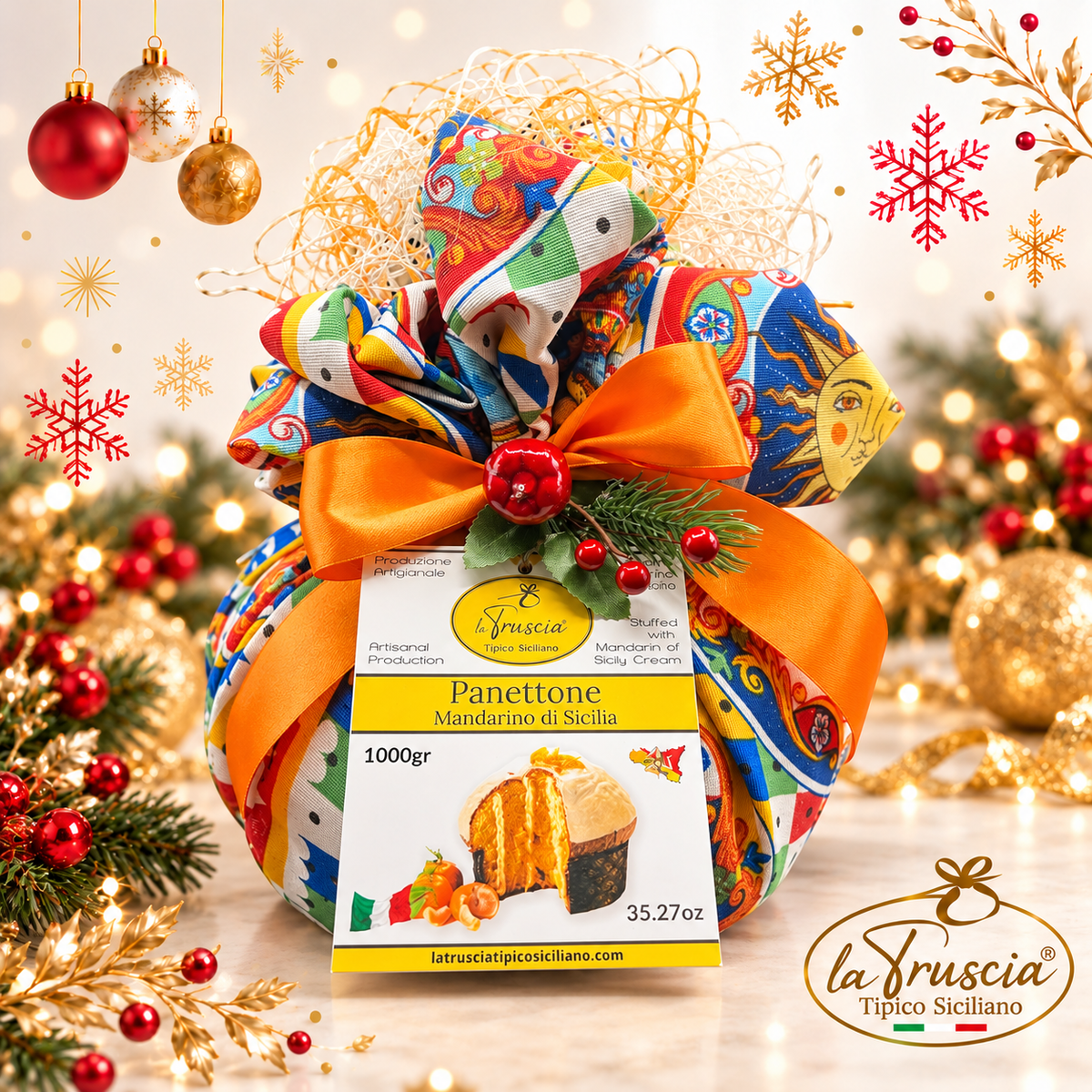 Panettone Artigianale Farcito con Crema di Mandarino Di Sicilia