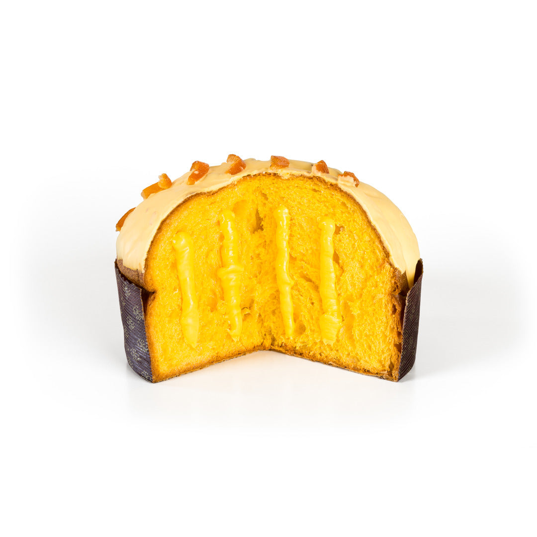 Panettone Artigianale Farcito con Crema di Arancia di Sicilia aperto – dettaglio