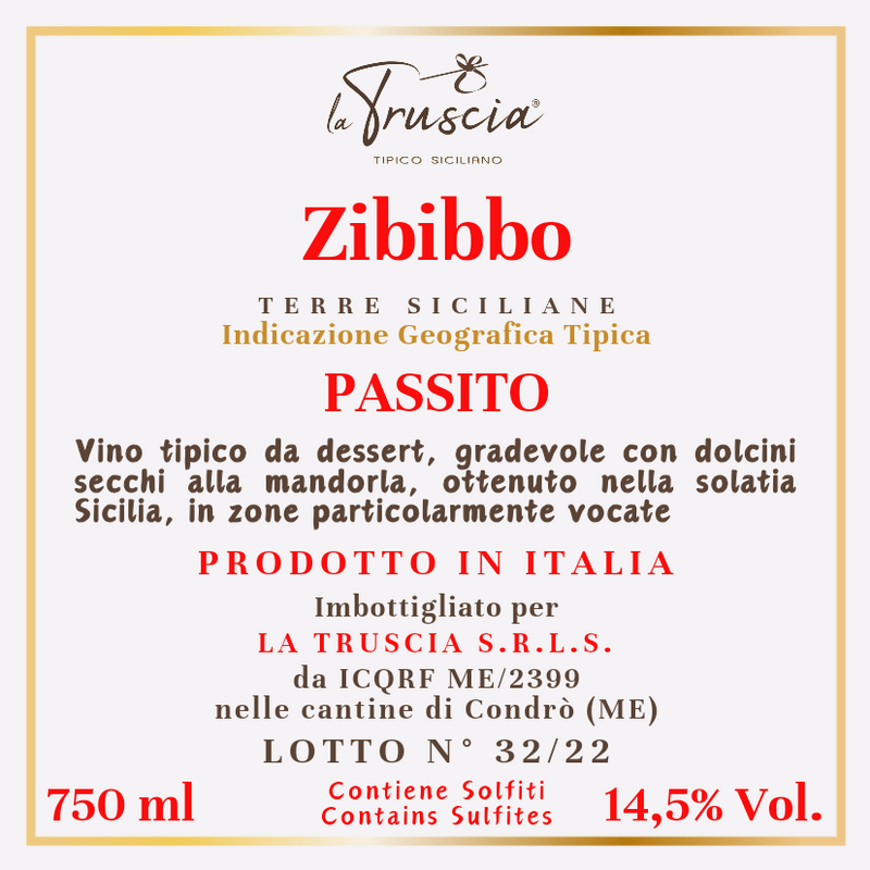 Vino Zibibbo Passito - Vino Liquoroso Terre Siciliane IGP