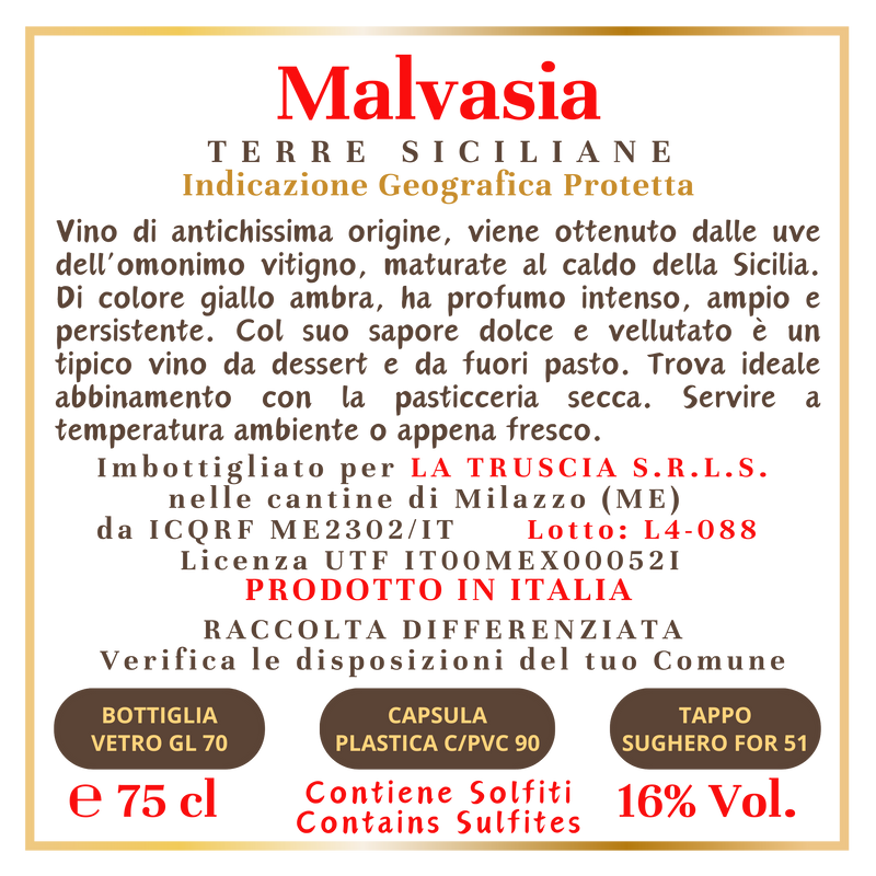 Malvasia - Vino Liquoroso Terre Siciliane IGP